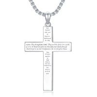 925 Sterling Silver Cross Pendant Necklace With Bible Verse