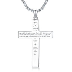 Collar con colgante de cruz de plata de ley 925 con versículo de la Biblia