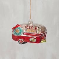 Glass Red Camper Ornament