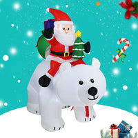 Papá Noel inflable montando oso Polar 2M inflable de Navidad decoración de jardín interior y exterior
