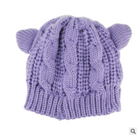 Bonnet d'oreille de chat tricoté mignon 3D fait à la main pour l'hiver
