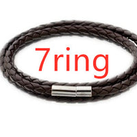 Bracelet tressé en cuir véritable, perles en acier inoxydable personnalisées, bracelet à breloques avec nom