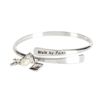 Wire Wrap Bangle Walk By Faith/Pearl
