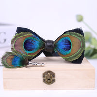 Peacock Feather Bow Tie