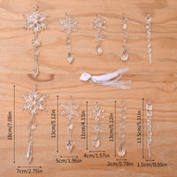 10pcs Christmas Tree Hanging Pendants Acrylic Ice Strip Snow Ceiling Xmas Ornaments New Year Christmas Decoration Home Decor
