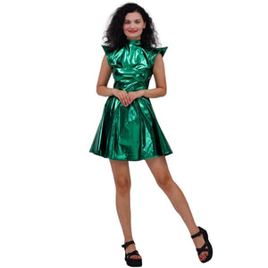 Patent Leather Iridescent Solid Color Costume Dress