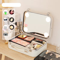 Fashionable Large Capacity Cosmetic Case With Mirror and Light

