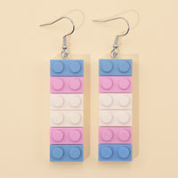 Six Color Rainbow Building Block Earrings
