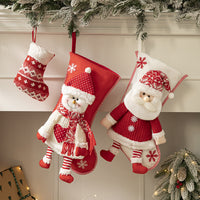 Cloth Santa Claus Cartoon Christmas Tree Hanging Decoration Stockings
