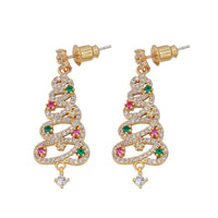 New Full Inlaid Colorful Zircon Christmas Tree Tassel Earrings
