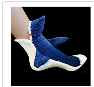 Chaussettes de pantoufles d'intérieur tricotées en laine Shark Bite