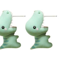 Boucle d'oreille morsure d'animal mignon, clou de dinosaure adapté aux femmes, dessin animé petit chien baleine, cadeau amusant pour adolescentes