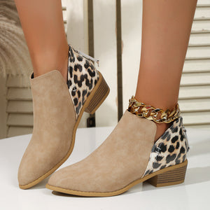 Leopard Back Boot Shoes