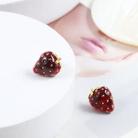 Red Resin Strawberry Stud Earrings
