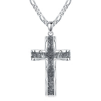 Pendentif croix en argent sterling 925 avec chaîne figaro en acier inoxydable, collier croix oxydé
