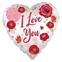 I Love You Floral Heart Inflated Balloon