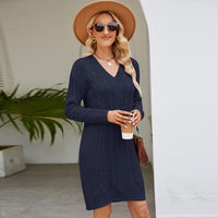 Long Twisted Basic Knitted Dress
