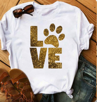 LOVE Leopard Print Lips Short-sleeved Top Bottoming Shirt

