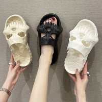 Zapatillas de Halloween con diseño de calavera para baño, zapatillas divertidas para interiores y exteriores, zapatos de playa
