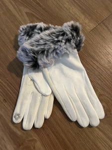 Stylish Touch Screen Fleece Lined Driving Gloves With Fur Trim