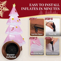 7.2FT Lighted Christmas Inflatable Decoration, Inflatable Pink Christmas Tree, Funny Blow Up Yard Decorations With Built-in LED Lights For Holiday Party Front Yard Lawn Garden Decor
