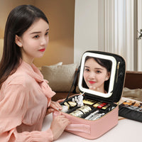 Portable LED Makeup Storage Bag With Mirror
