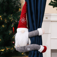 Christmas Gnome Hugging Curtain Pullbacks
