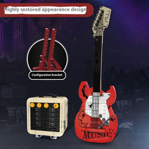 Rock Electric Guitar Music Assembling Building Blocks Bluetooth Speaker