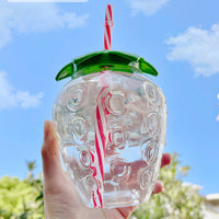 Cute Strawberry Tumbler with Straw