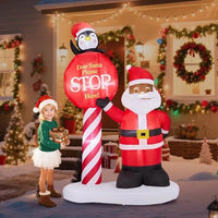 8.2FT Lighted Christmas Inflatable Decoration, Inflatable Black Santa & Road Sign, Funny Blow Up Yard Decorations With Built-in LED Lights For Holiday Party Front Yard Lawn Garden Decor
