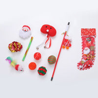 Christmas stocking bells plush mouse funny cat stick pet cat toy
