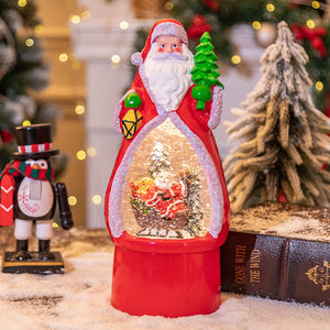 Caja de música de muñeco de nieve de Papá Noel, globo de nieve, decoración navideña ligera