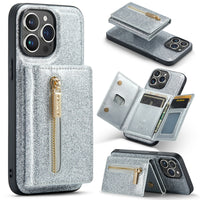 Two-in-one Magnetic Glitter Leather Wallet iPhone Case
