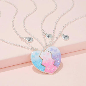 Starry Sky BFF Heart Necklace Set
