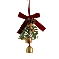 Christmas Little Bell Shape Velvet Bow Small Hanging Ornament