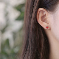 Cute Red Strawberry Fruit Stud Earrings