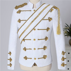 New Men's Banquet Guest Band Rock Singer Costume Stand Collar Sequined Costume
