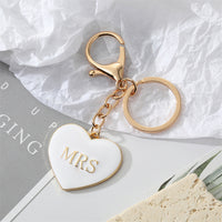MR and MRS Black and White  Heart Shape Keychains