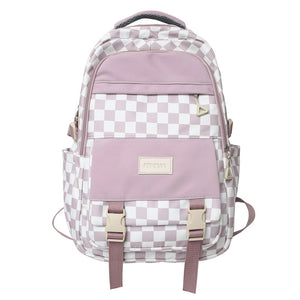 Large Capacity Checkered Student Backpack