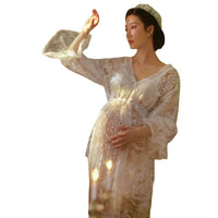 Photography Beautiful Retro Oil Painting Style Lace Pregnant Mom Big Belly Clothing
