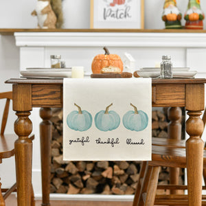 Thanksgiving Pumpkin Printed Linen Table Runner