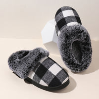 Winter Warm Plaid Plush Slippers Home Indoor Non-slip Bedroom Floor Soft Fuzzy Slippers
