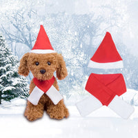 New Dog Christmas Hat Pet Clothing Hat Scarf Set Red