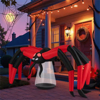 10ft Wide 5ft Tall Giant Halloween Inflatable Spider - LED Head Light   2 Red Eye Tunnel Lights, Black Red Color