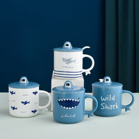 Creative Shark Ceramic Couple Mug Activity Gift
