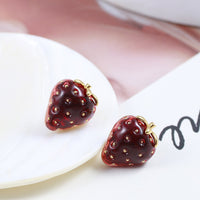 Red Resin Strawberry Stud Earrings
