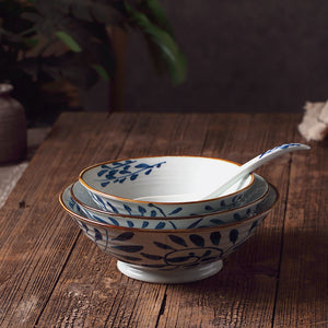 High Temperature Underglaze Color Hand-painted Ceramic Cross Grain Bowl