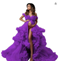 Pregnant Mom One Shoulder Mesh Dress Photography Dress
