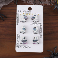 Halloween Book Ghost Wooden Stud Earrings
