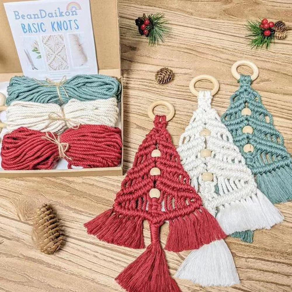 Paquet matériel de bricolage pour arbre de noël, ficelle en coton tissée à la main